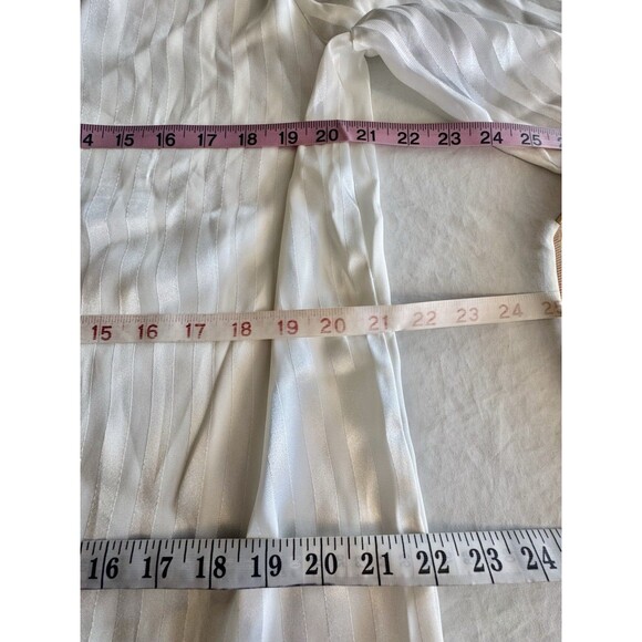 Vintage 80's Dentelle Women's Button Down Pajama Top Small Satin Striped Cream - Picture 8 of 10